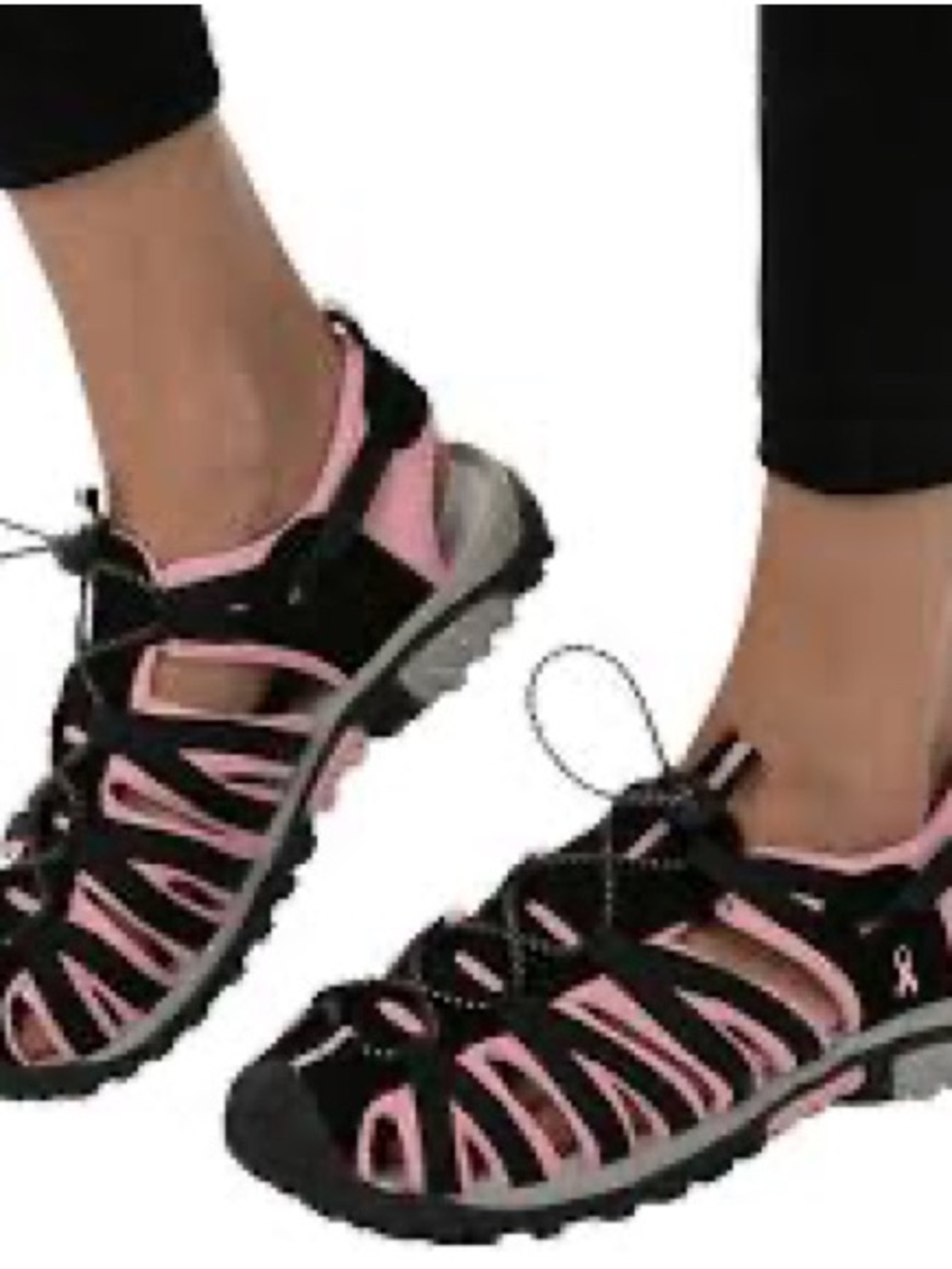 Women’s Black and Pink Active Open-Toe Sport Sandals